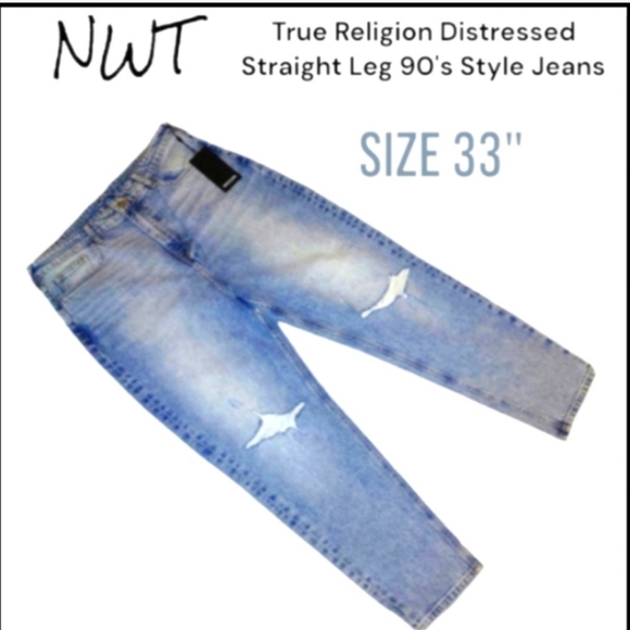 NWT True Religion Special Edition High-Rise Straight Leg 90's Style Jeans 👖🆕 - Picture 6 of 9